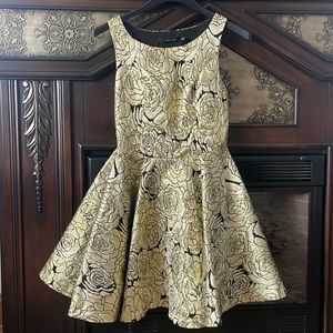 Gold and Black Fit and Flare Dress